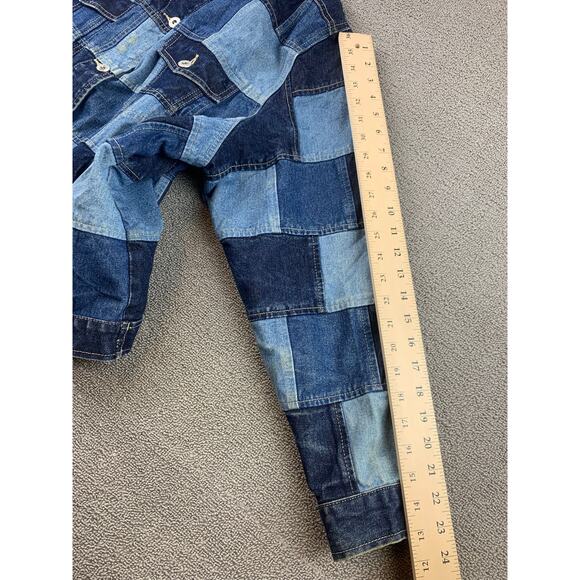 Vintage LA BLUES Women's 22/24 Dark Navy Blue Patchwork Denim Jacket - Picture 9 of 11
